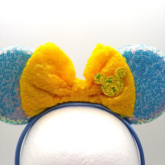 Headband Disney Mouse Ears Minnie Sequins Bow Sparkle Mickey Parks Vacation Fun - Picture 2 of 3